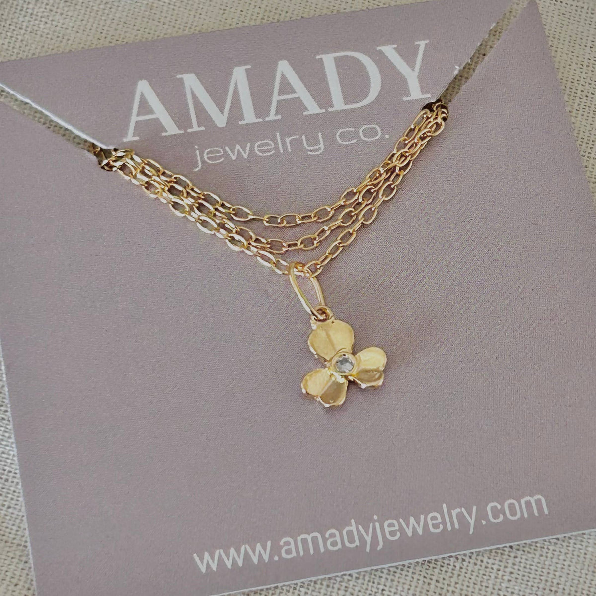 Little Flower Necklace tiny floral pendant charm chain