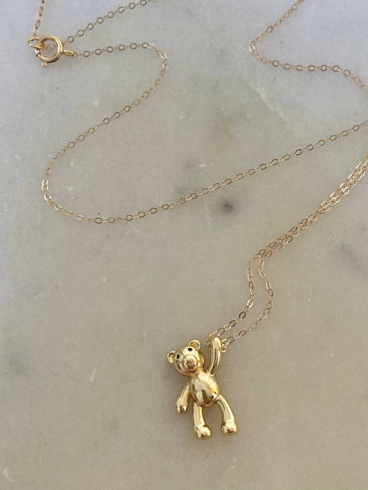 Gold teddy bear charm pendant necklace, gummy bear necklace