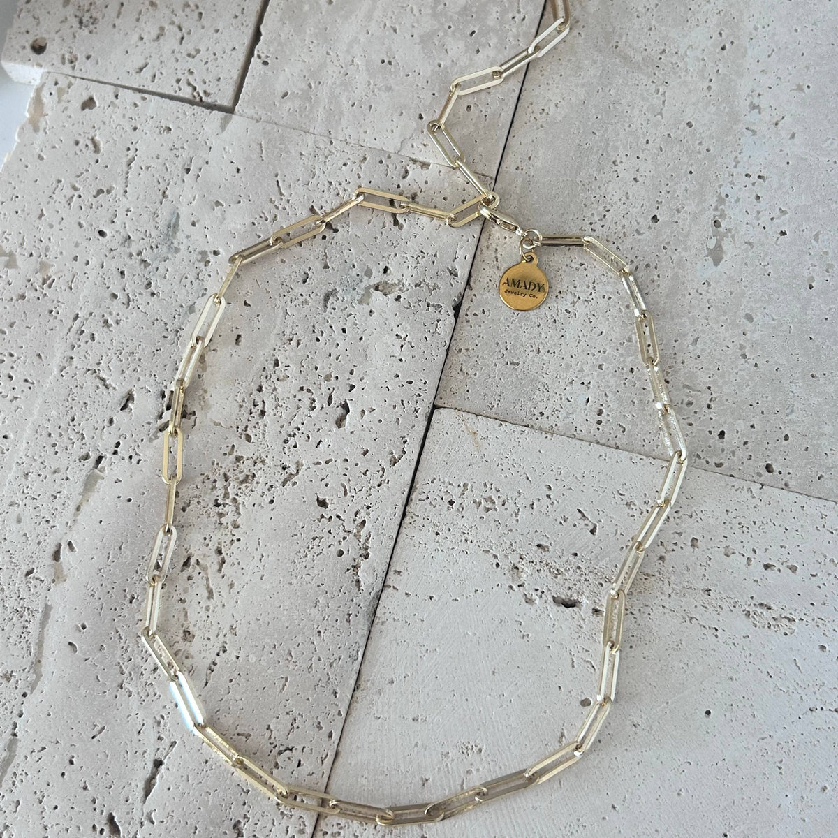 Gold Paperclip Link Chain necklace layering 18k gold-filled