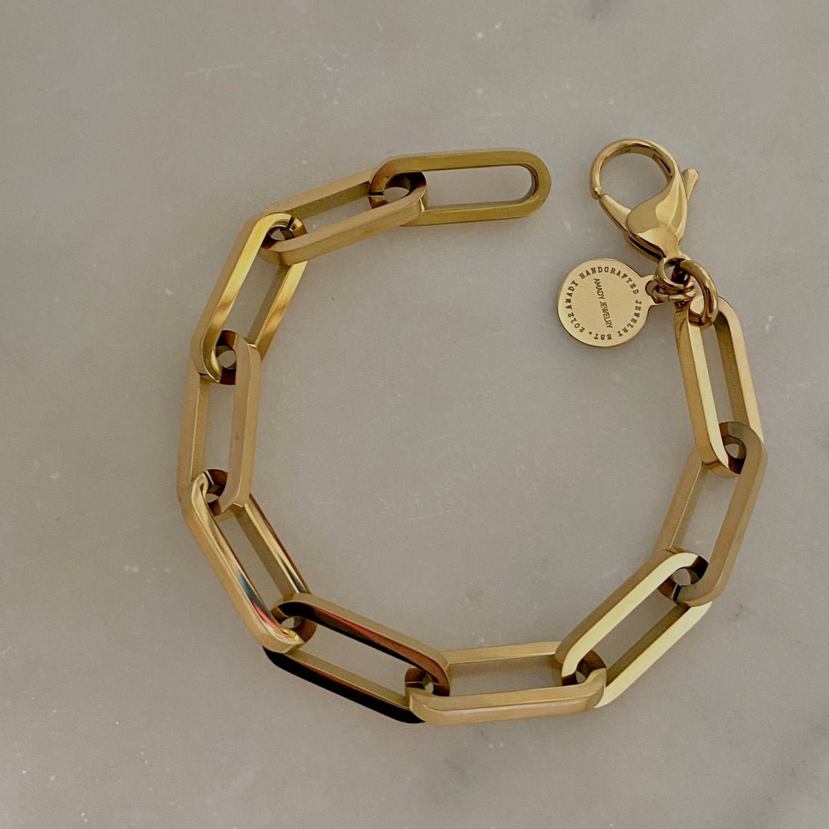 Paperclip Link Chain Bracelet 18k Gold Plated StainlessSteel