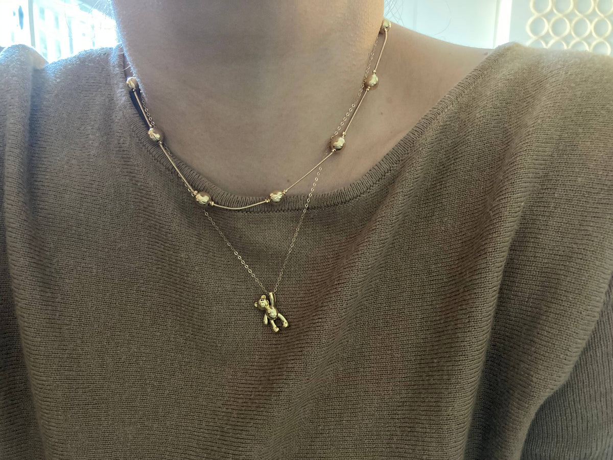 Gold teddy bear charm pendant necklace, gummy bear necklace
