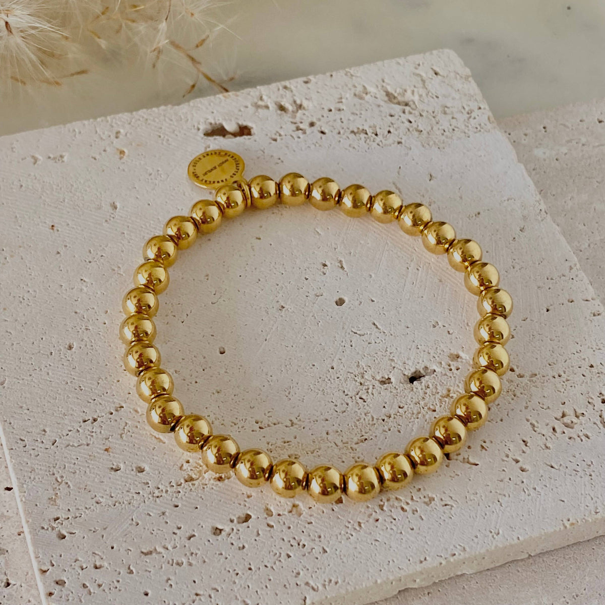 Gold Beaded Bracelet 18k gold plated stainless steel beads