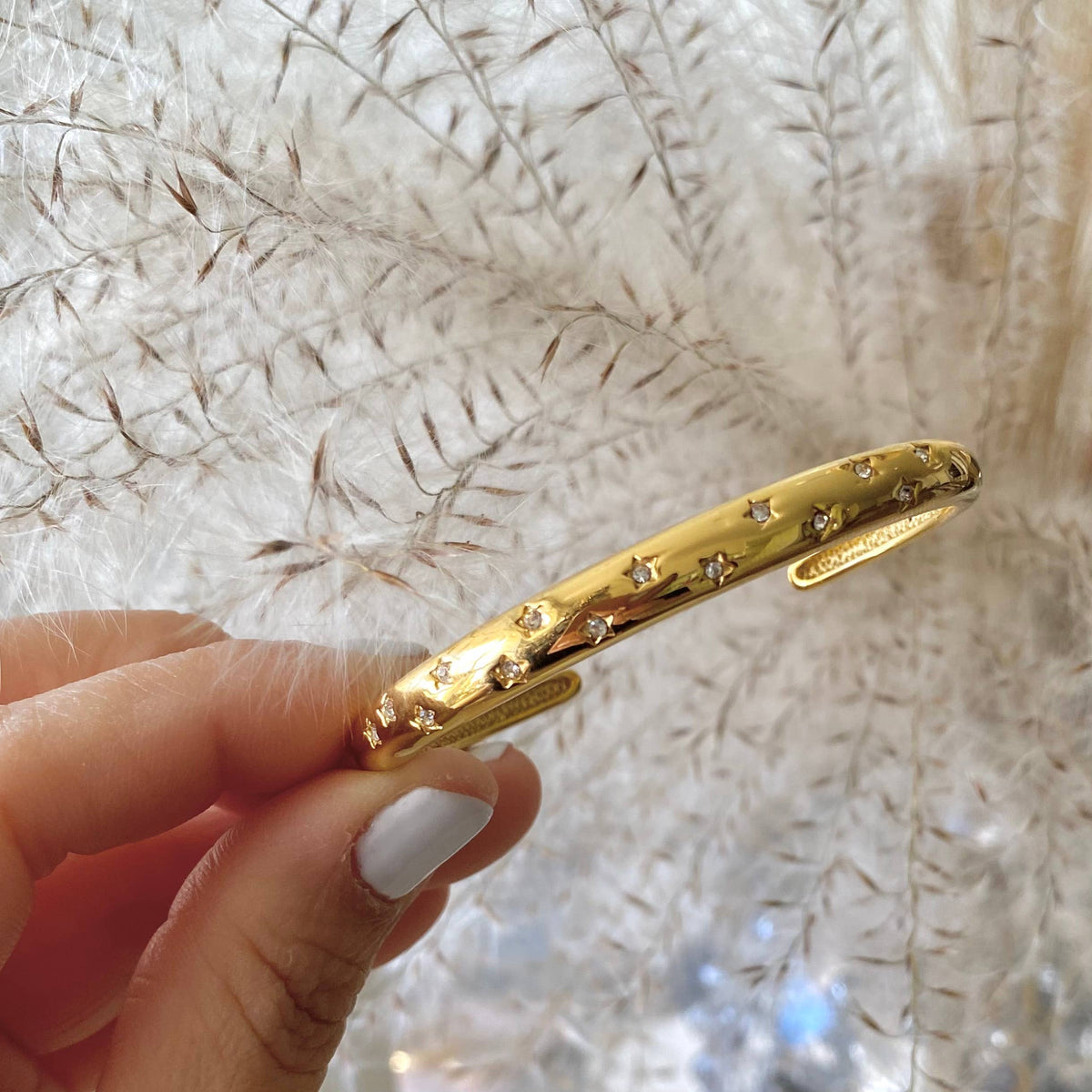 Stars bangle 18k gold plated stainless steel zirconia layer