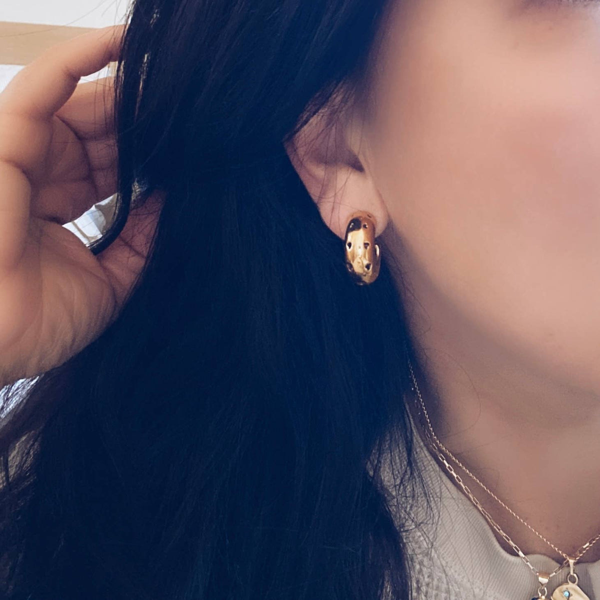 Hearts thick hoop earrings chunky statement jewelry