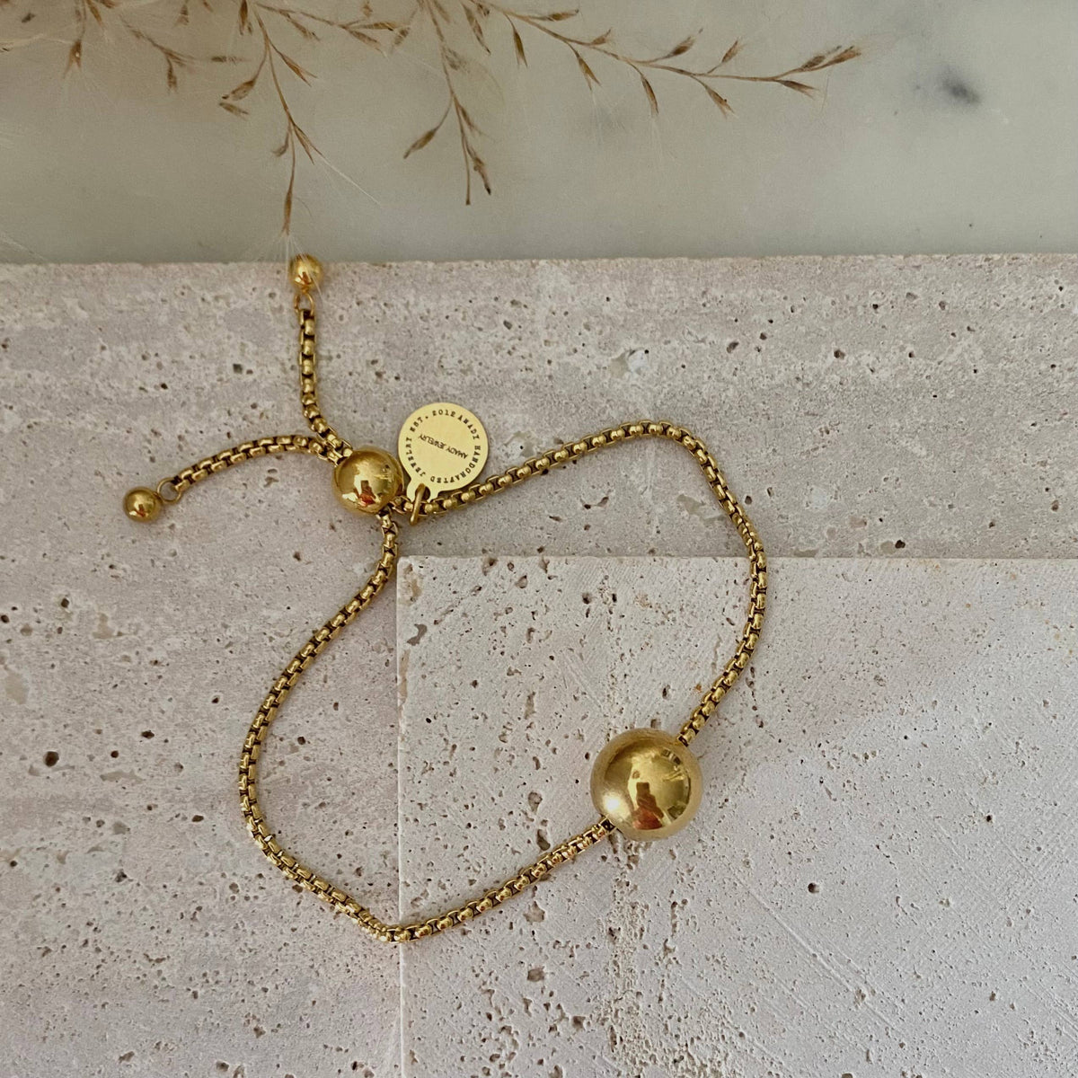 Single Dot 18k GoldPlated  Bead on a rope chain bracelet
