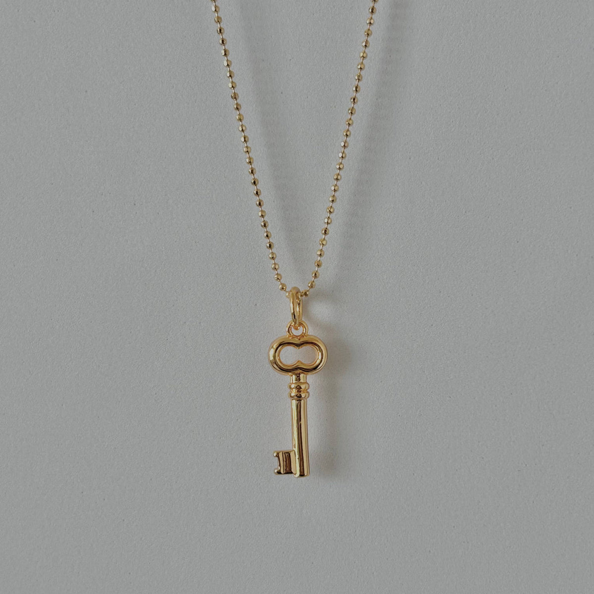 Key charm pendant necklace 18k Gold Filled beaded chain