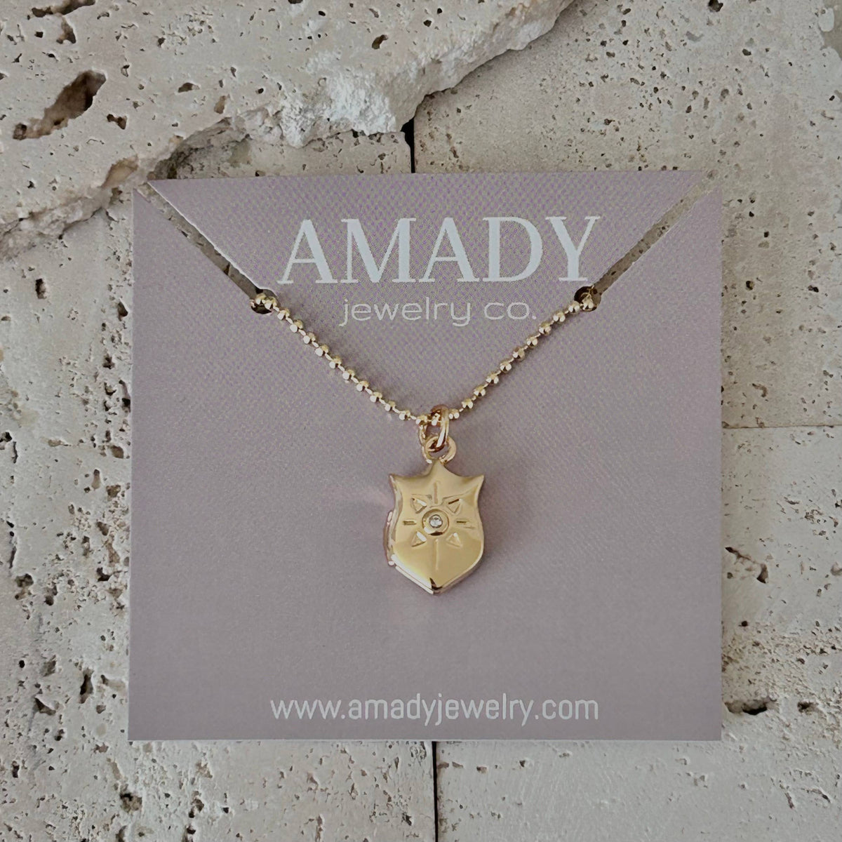 Shield of faith locket Pendant charm necklace gold filled