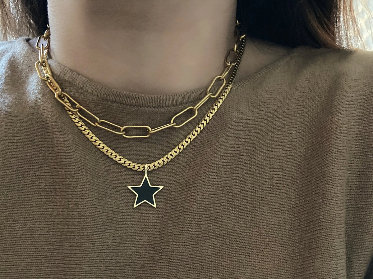 18k Gold Plated Paperclip Link Necklace Choker Lariat