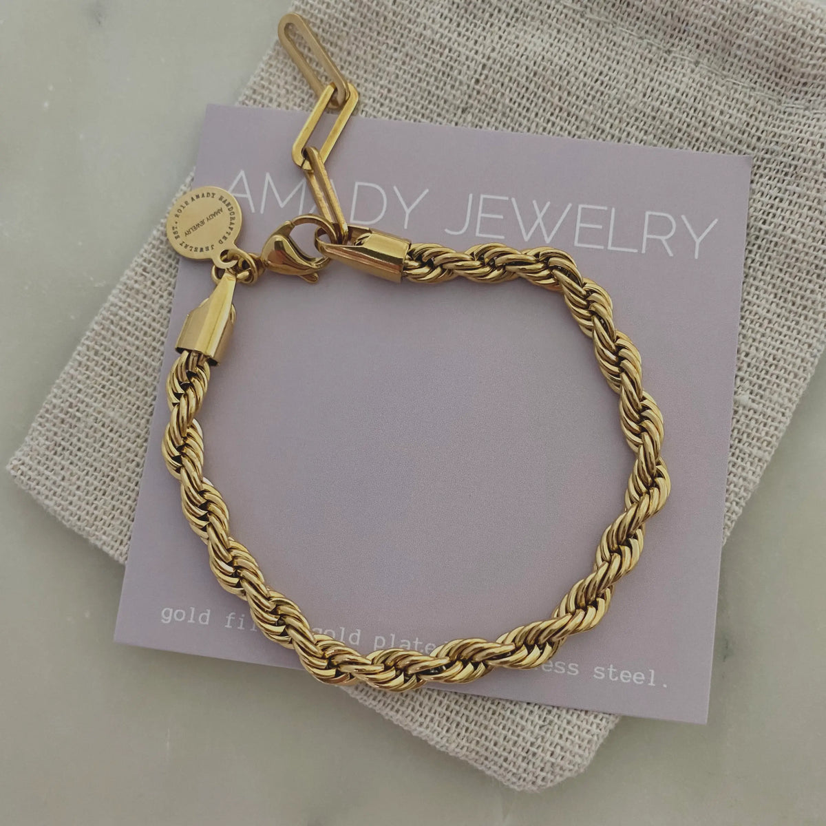 18k Gold Plated Stainless Steel Rope Chain Bracelet