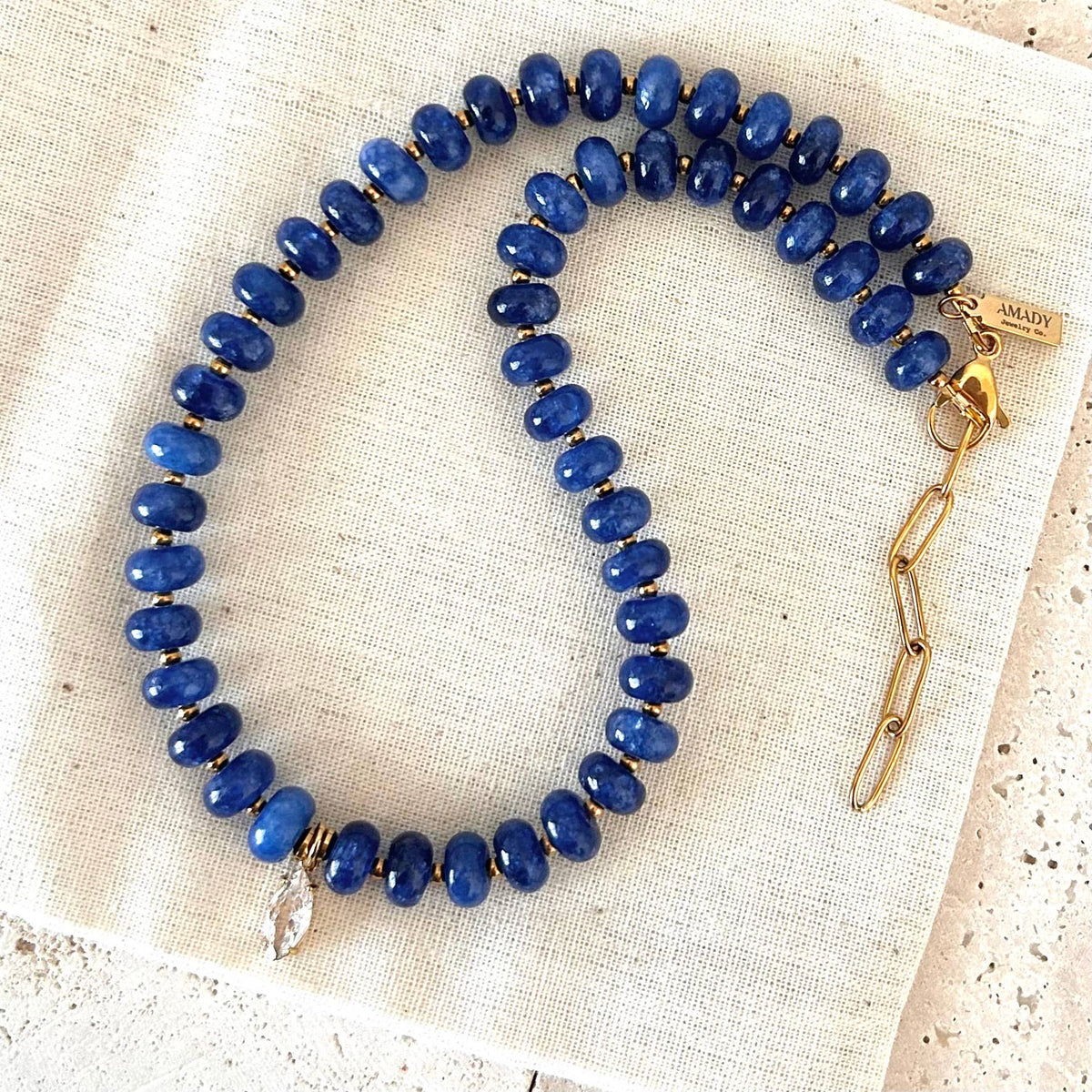 Beaded necklace natural stone rondelle