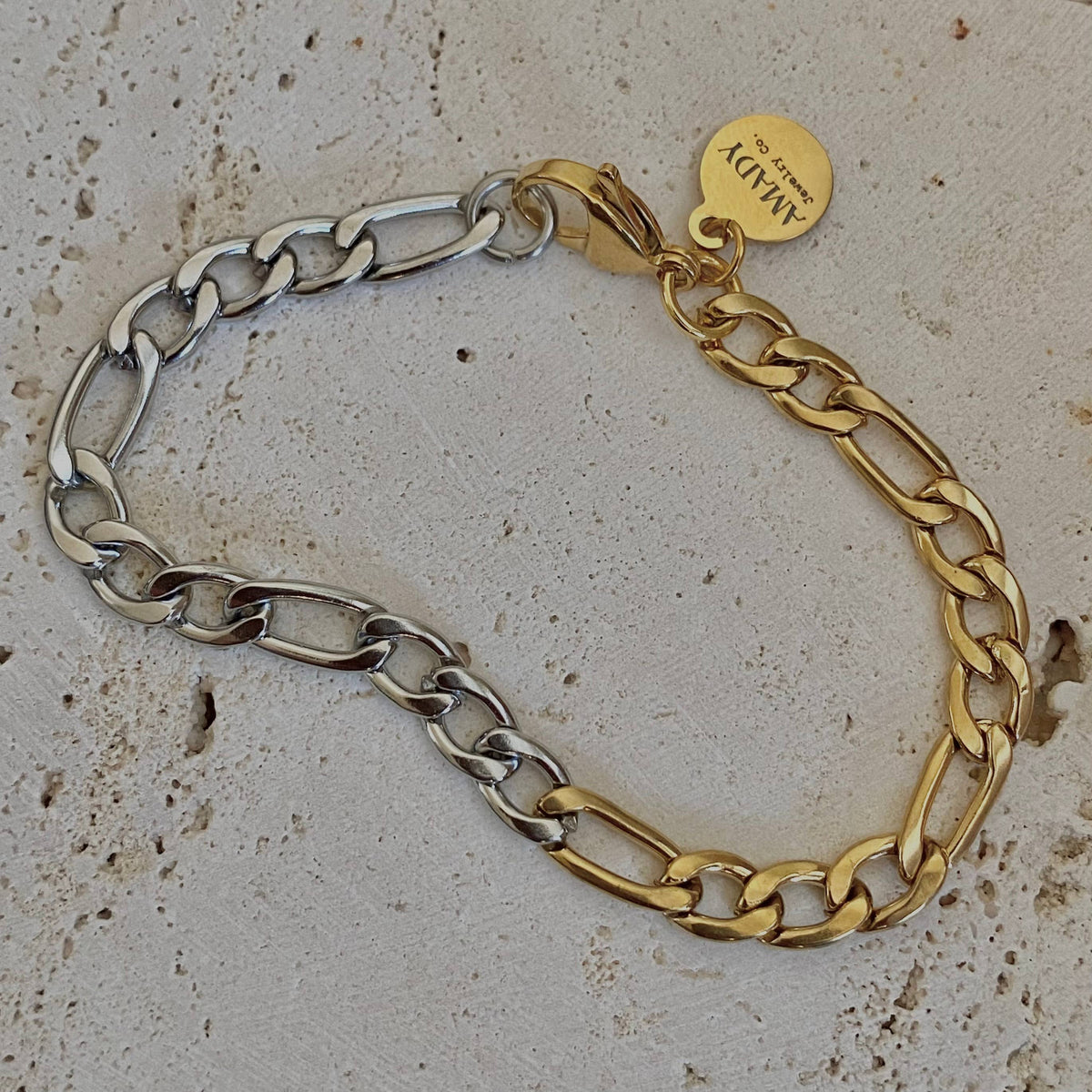 Two Tone Chain Bracelet, Gold and Silver Ombre gold-plated