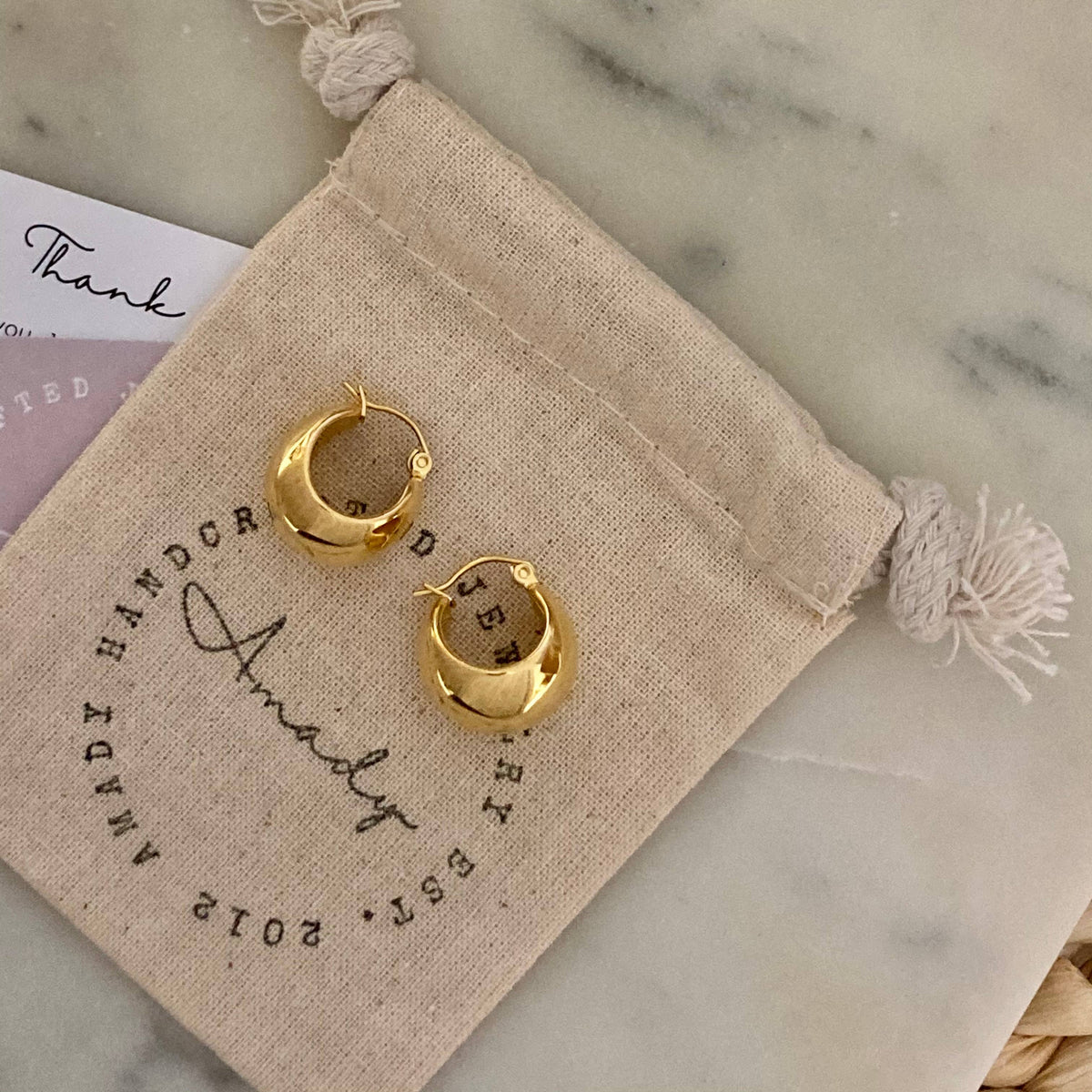 Hoop earrings 18k gold plated thick hoop earrings, chunky