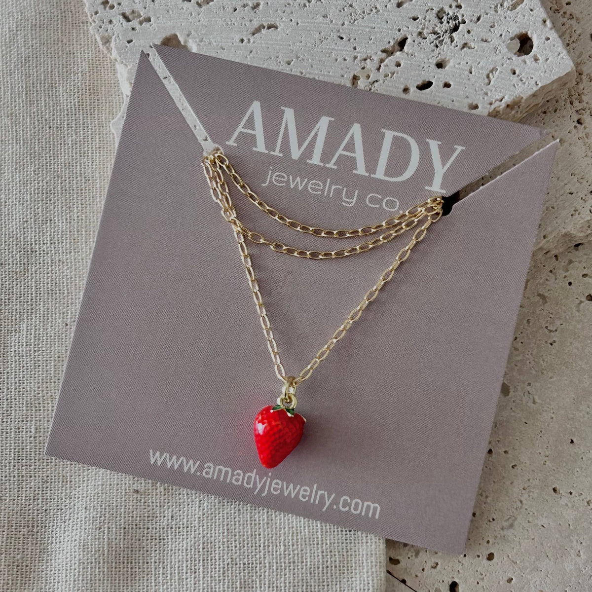 Strawberry Necklace fruit jewelry layering gold filled