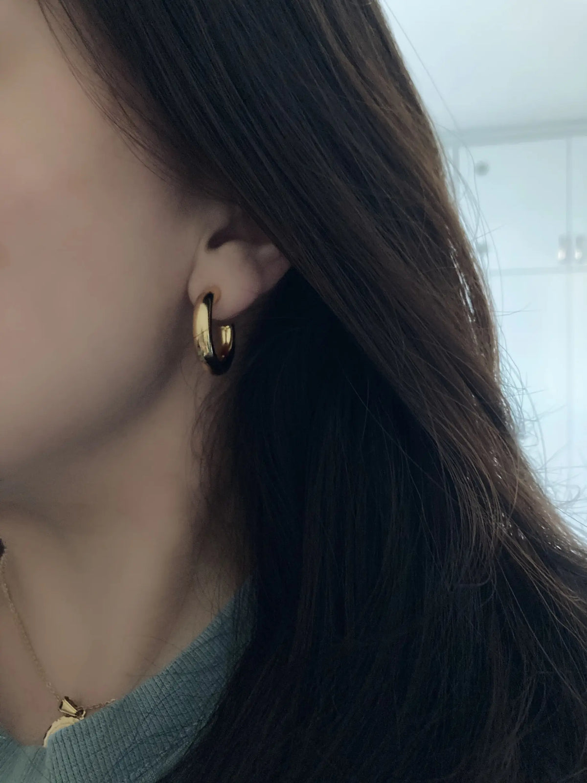 18k Gold Filled Thick Hoop Earrings