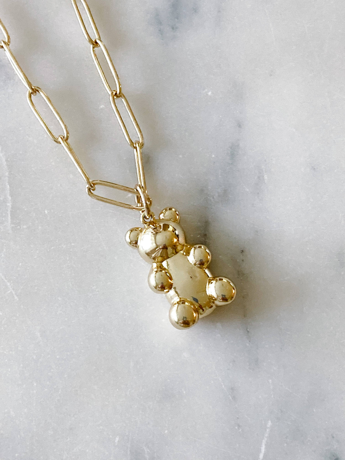 Gummy Bear Gold Necklace Paperclip Gold-Plated Chain