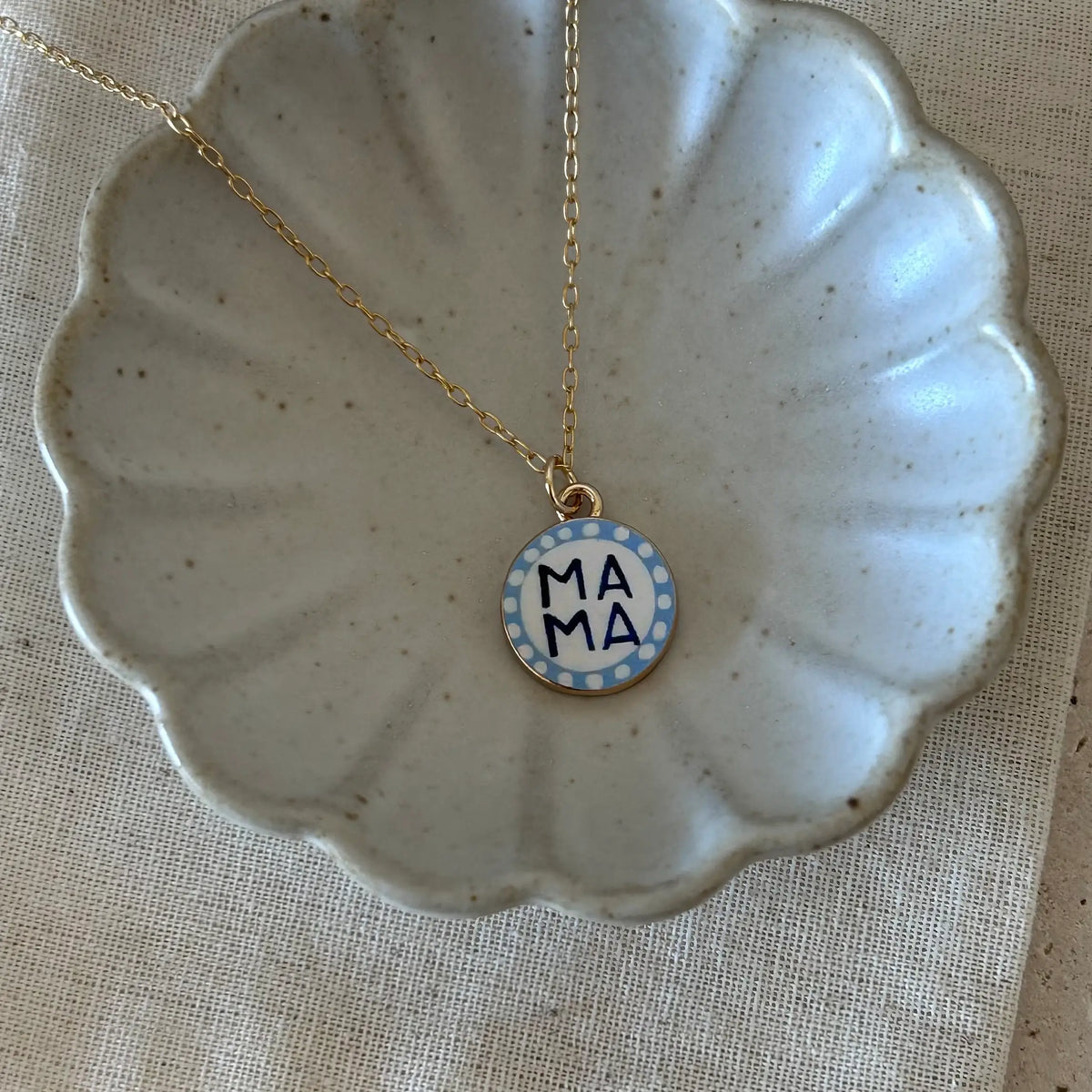 Mama mom mothers day coin pendant charm necklace 18k gold fi