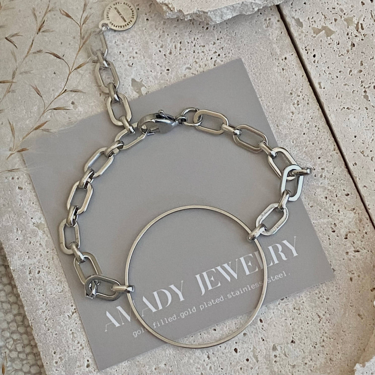 Infinity round charm statement chain bracelet