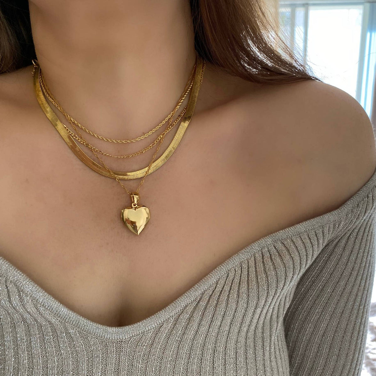 Heart locket necklace 18k Gold Filled heart shape pendant