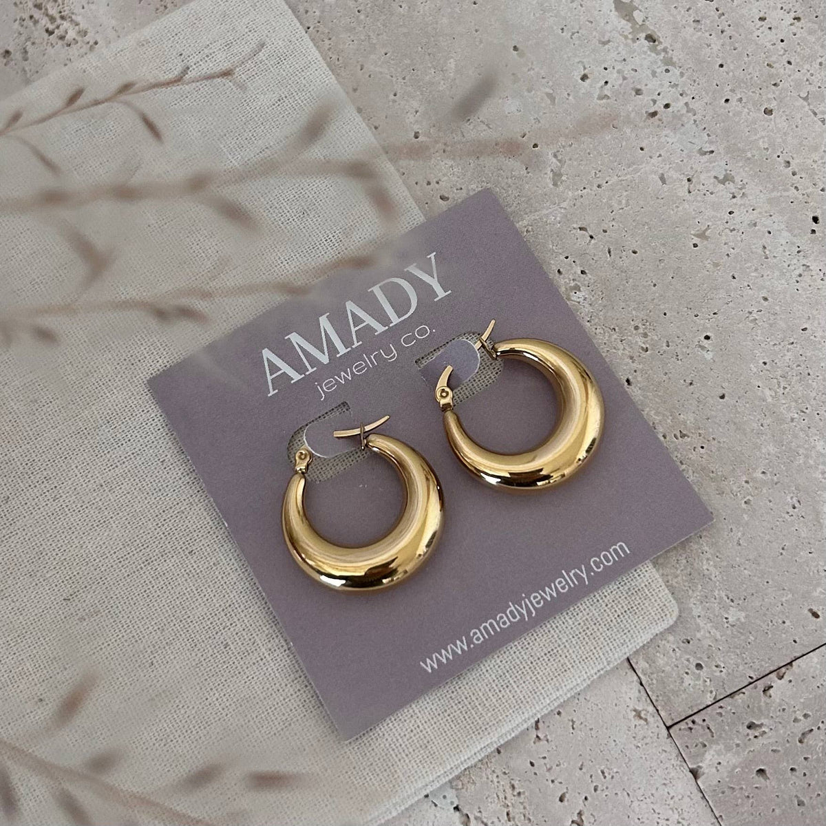 Chubby Oval Hoops Gold Plated Lightweight Thick Hoop Earring