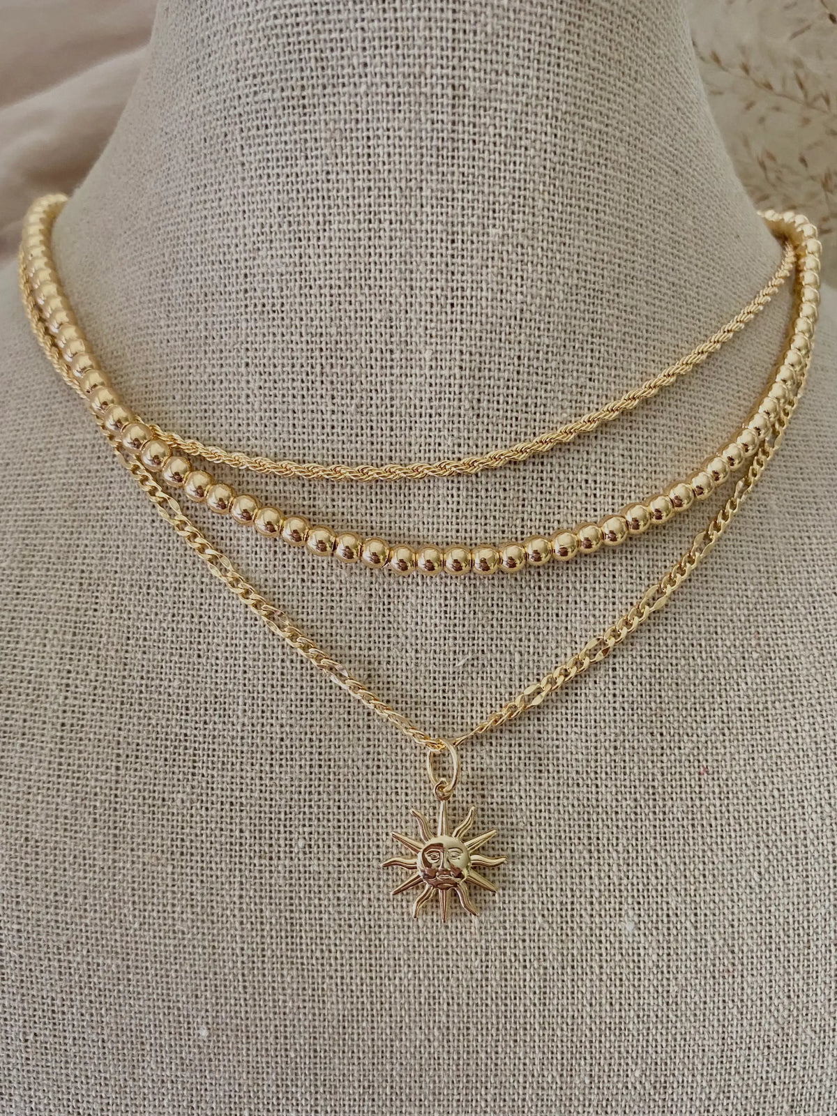 18k Gold Filled Rope chain layering necklace water resistant