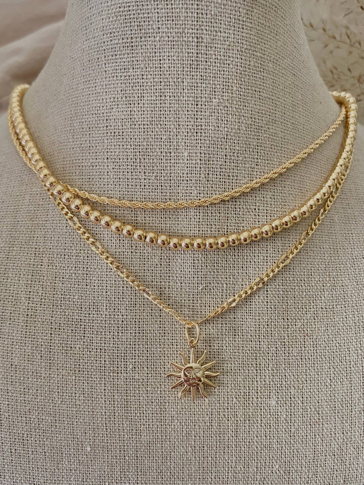 Sun sunrise necklace 18k Gold Filled cuban chain sunshine