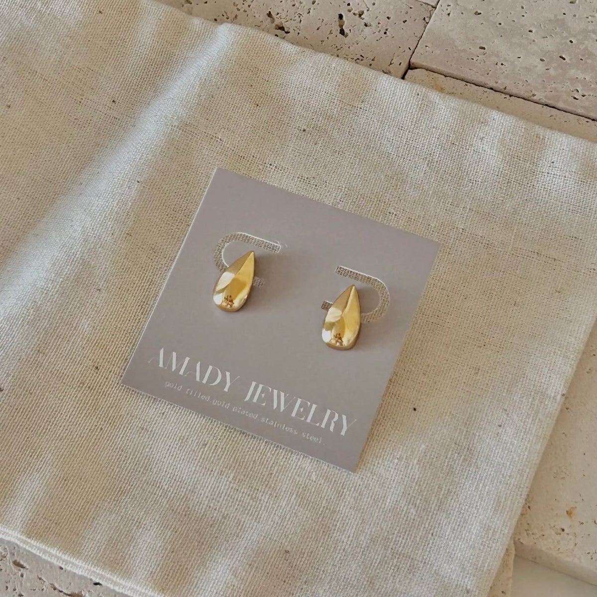 18k Gold Filled Teardrop Post Earrings