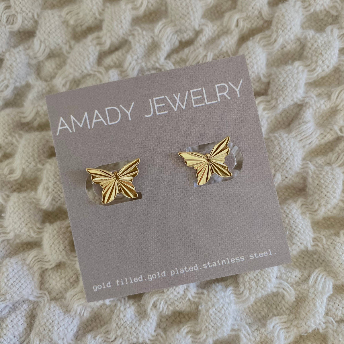 Butterfly fairy post earrings 18k gold filled butterflies