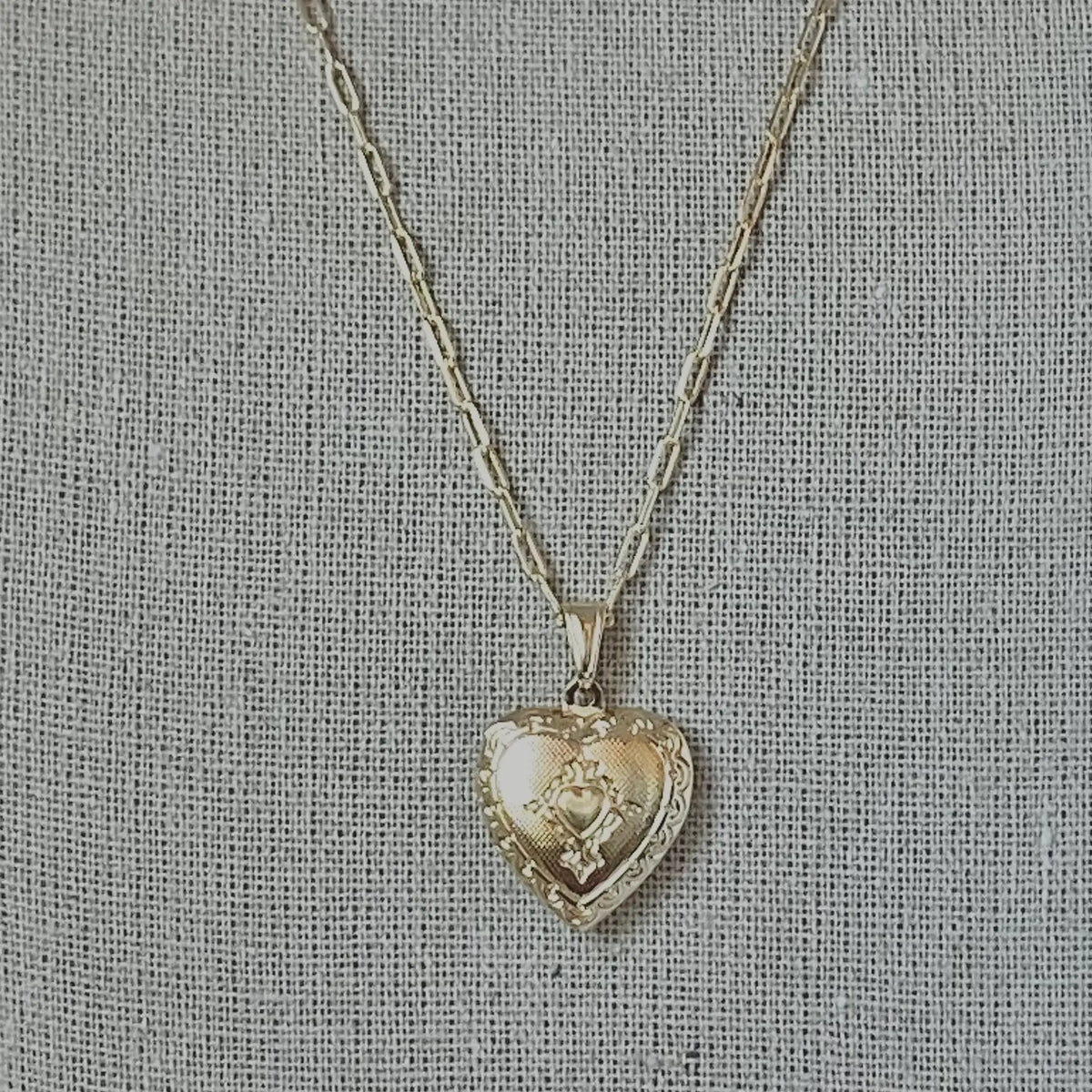 Heart Lock locket necklace engraved love gold filled photo