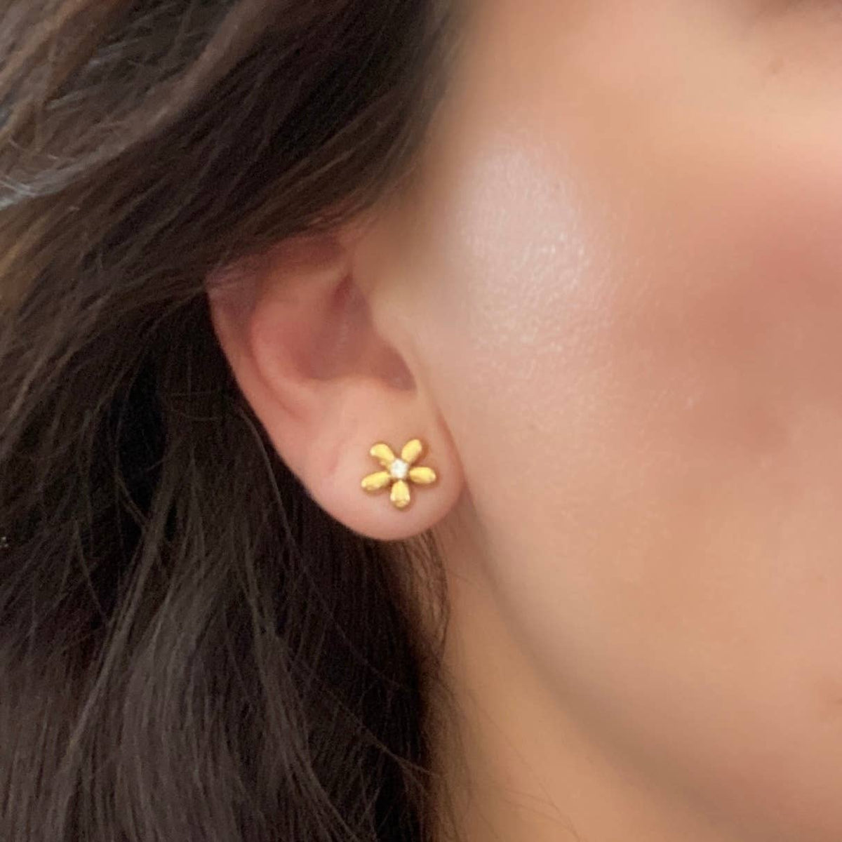 Flower Studs Post Earrings 18k Gold Plated Stainless Steel