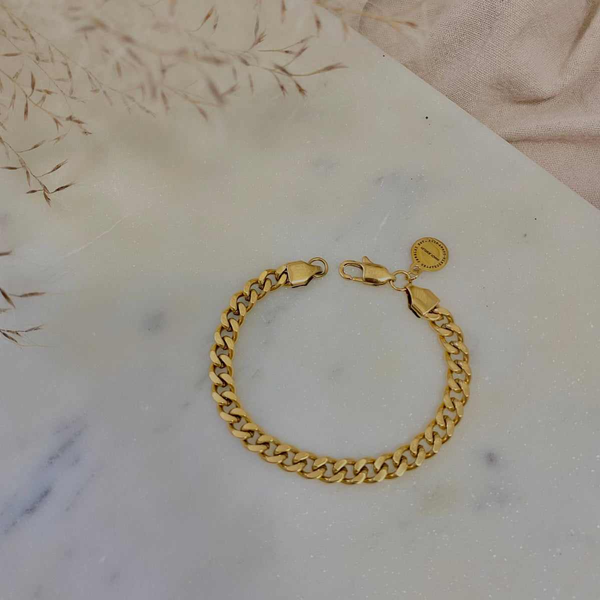 Gold filled 18k curb chain bracelet layering jewelry