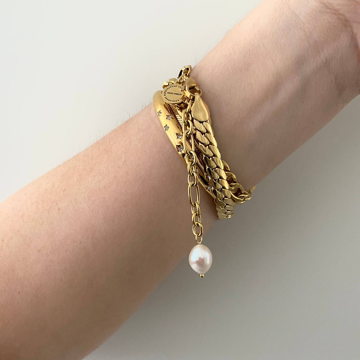Stars bangle 18k gold plated stainless steel zirconia layer