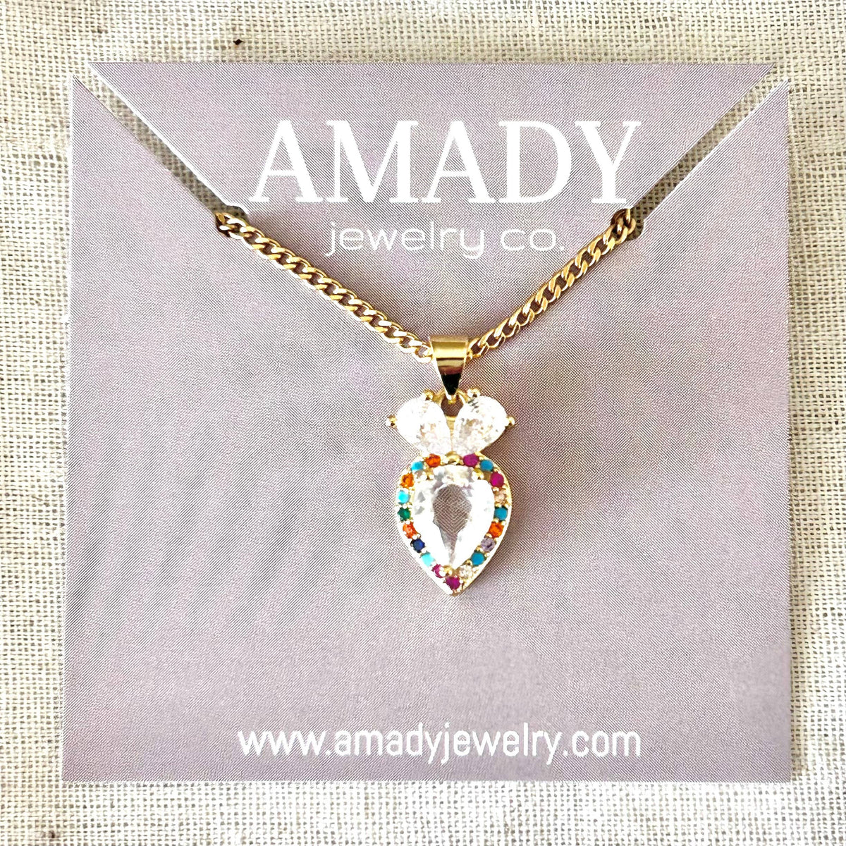 Colorful and clear glass pendant necklace curb chain