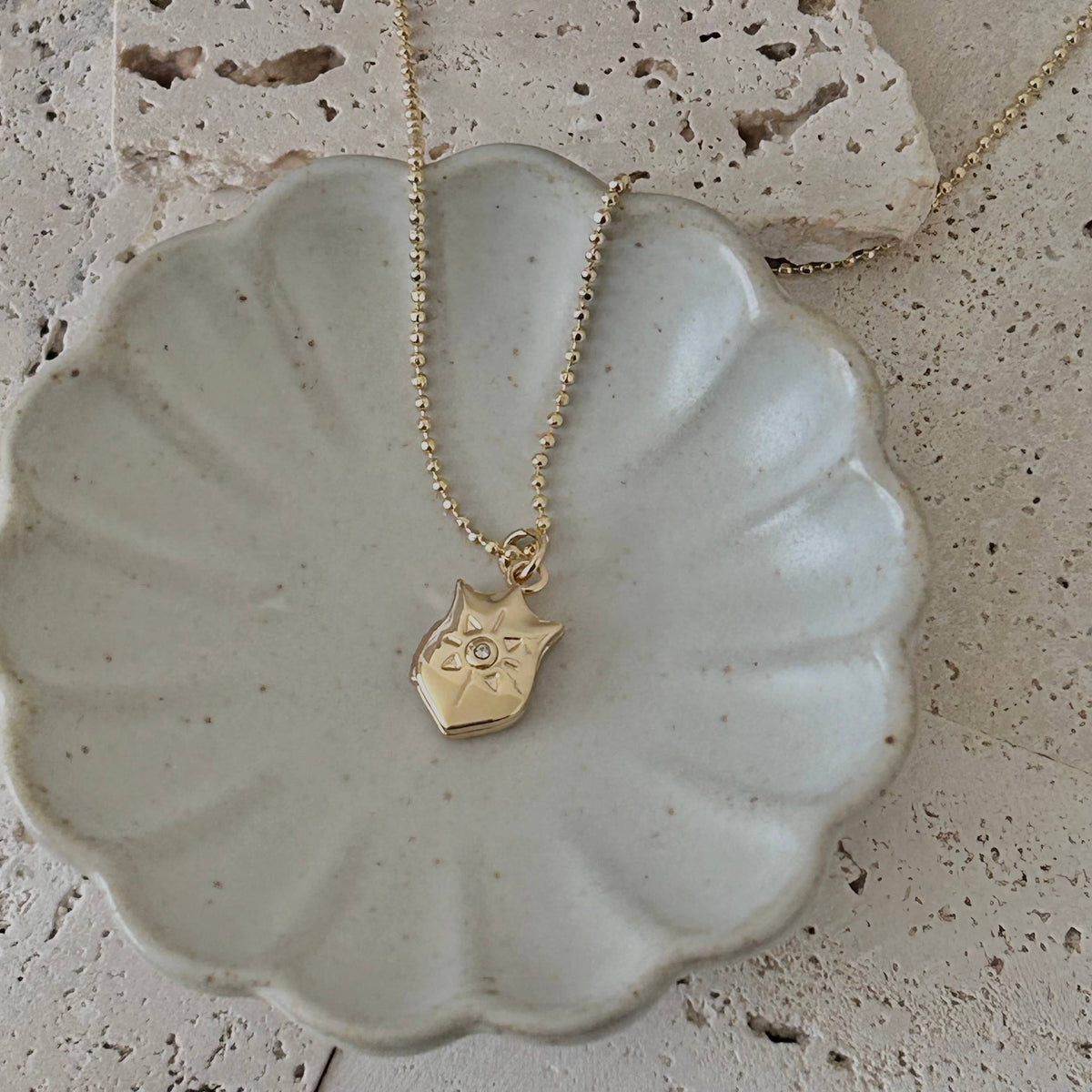 Shield of faith locket Pendant charm necklace gold filled