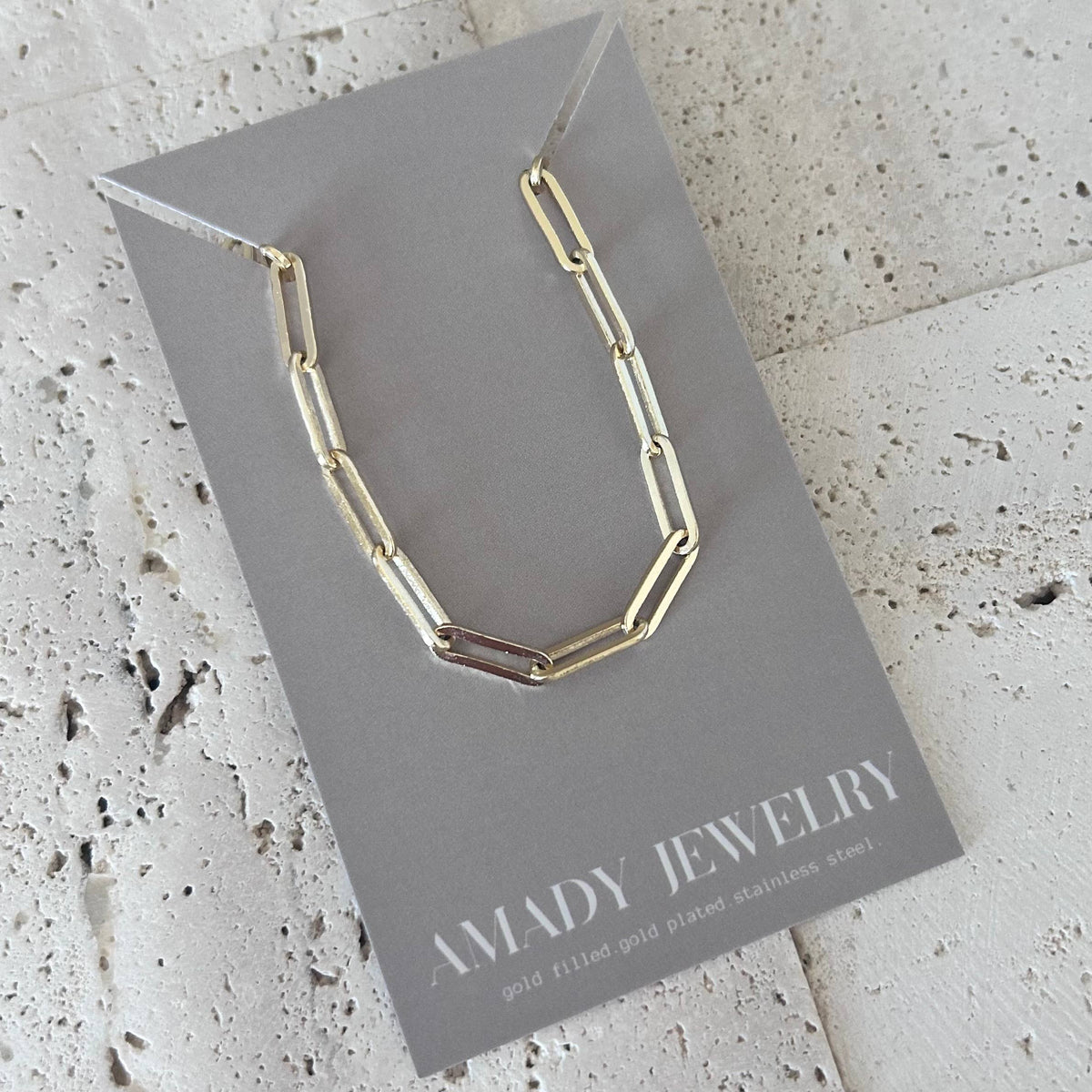 Gold Paperclip Link Chain necklace layering 18k gold-filled