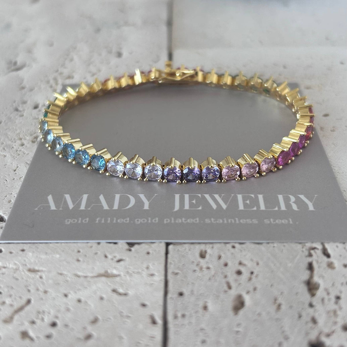 Tennis bracelet Colorful rainbow crystals