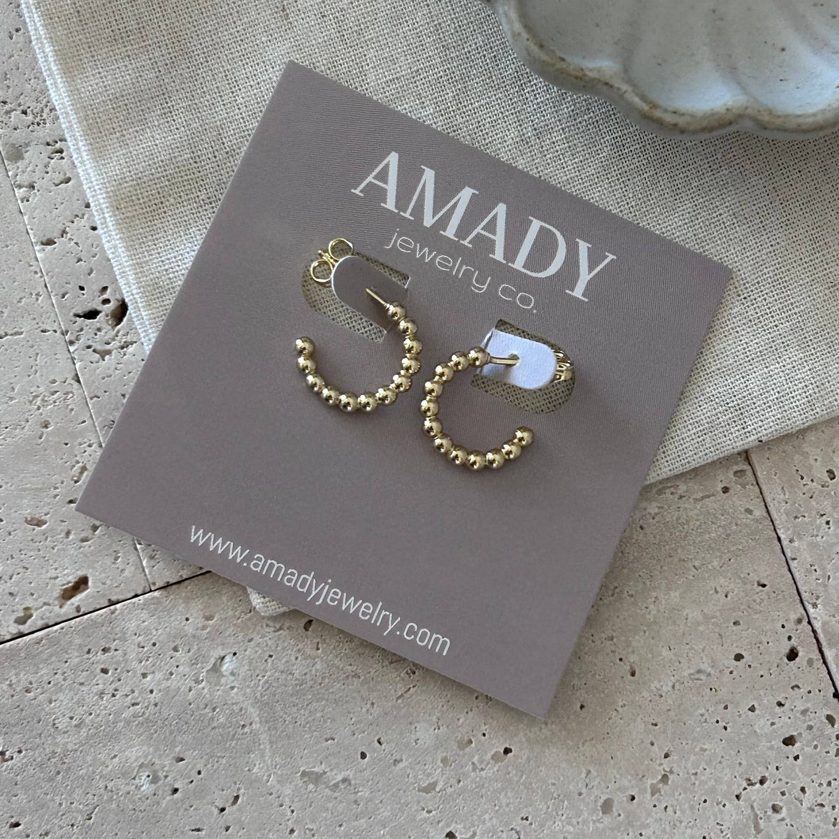 Mini Beaded Hoops Earrings 18k Gold Filled 15mm layering