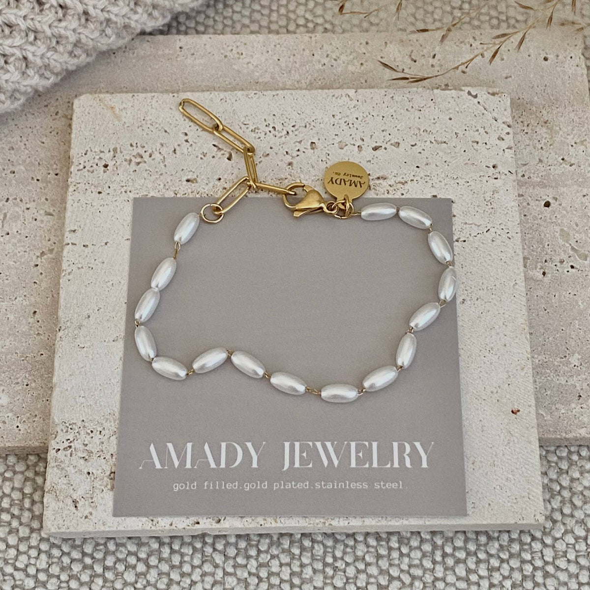 Layering Gold Plated Charm Bracelets clover, flower, pearls
