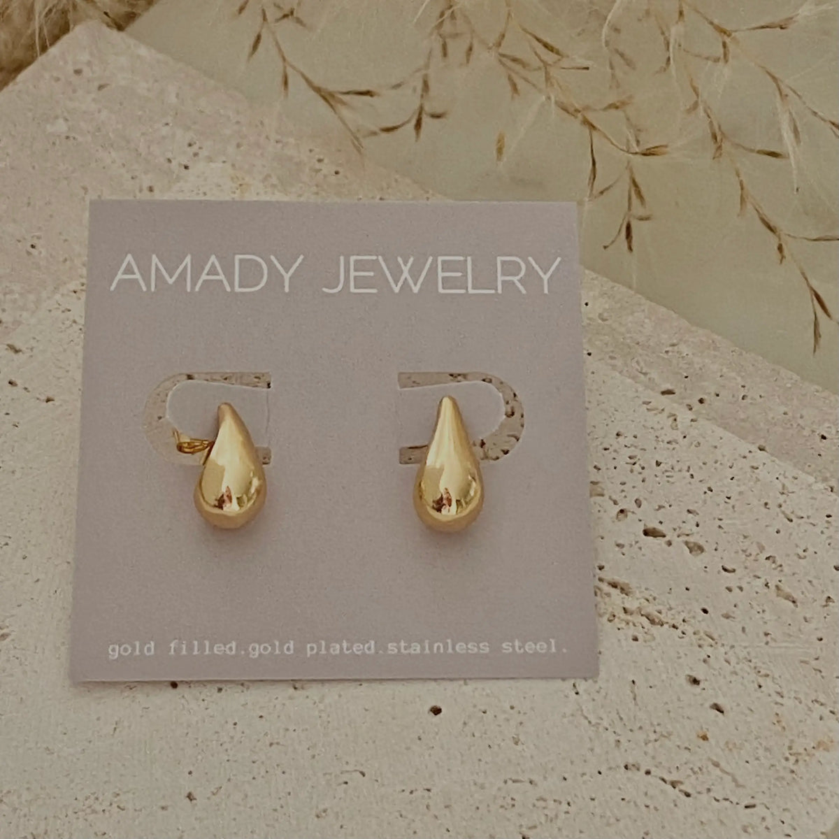 Teardrop Earrings 18k Gold Filled pear shape drop