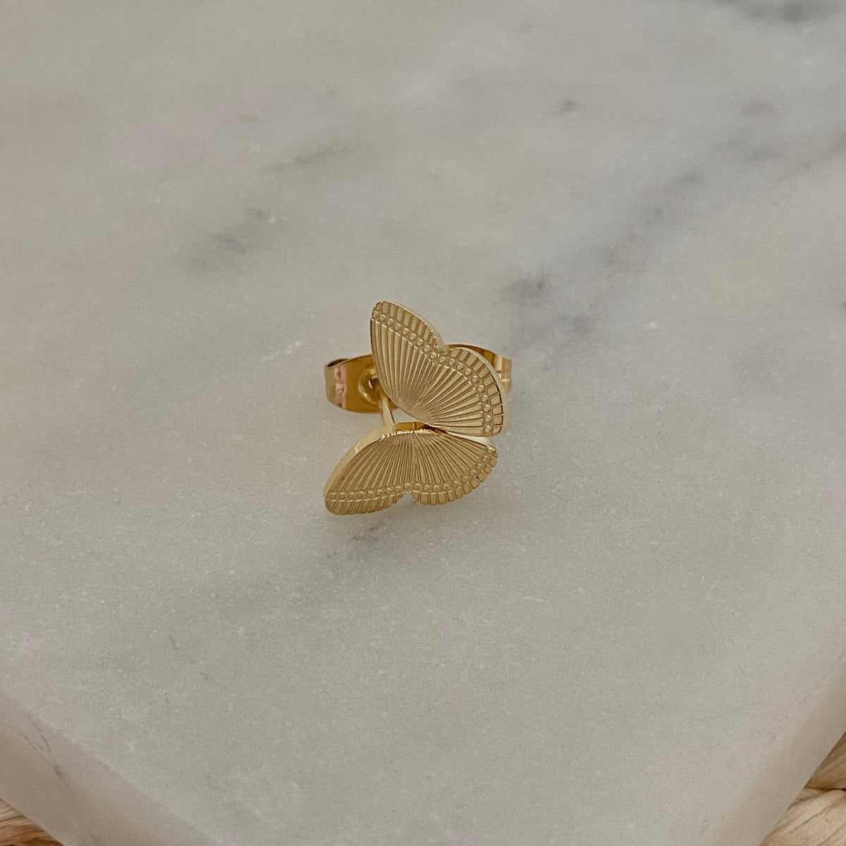 Butterfly Wings Earring Studs 18k gold plated over stainless