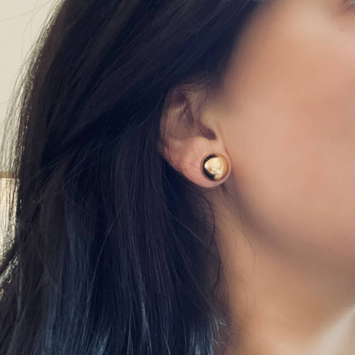 Half Dot Stud Post earrings 18k Gold Filled statement