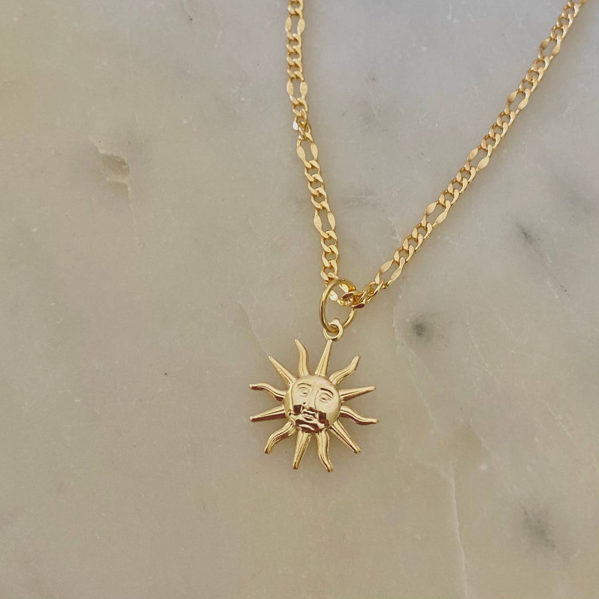 Sun sunrise necklace 18k Gold Filled cuban chain sunshine