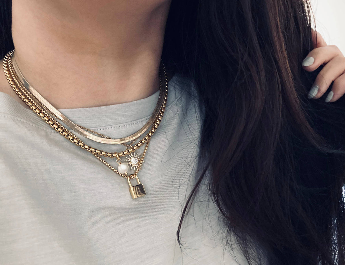 Gold Padlock Necklace on a gold-plated or silver chain