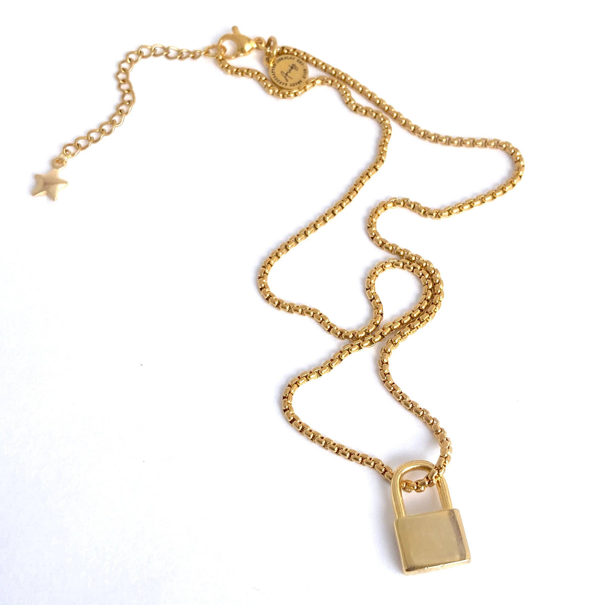 Gold Padlock Necklace on a gold-plated or silver chain