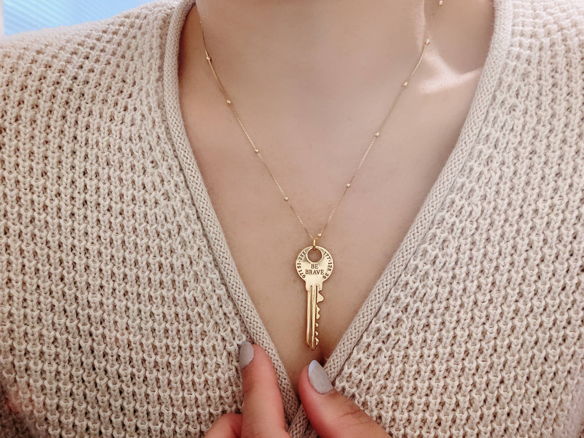 Be Brave Key Lock Necklace 18k gold filled water resistant