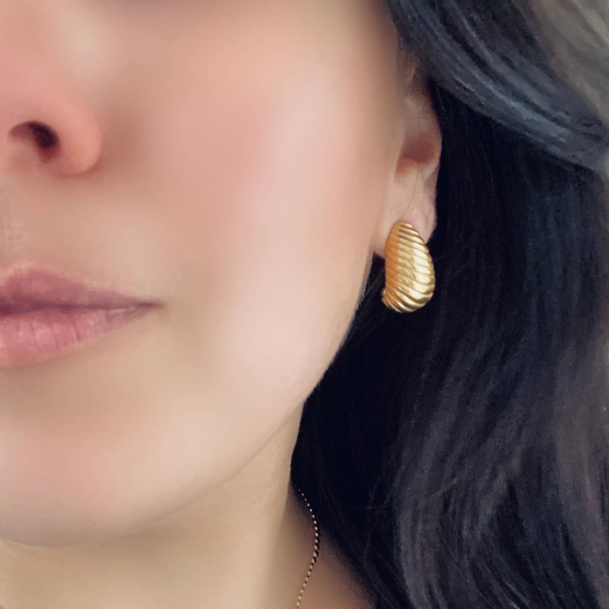 Croissant Teardrops / Raindrops Earrings 18k Gold Plated SS