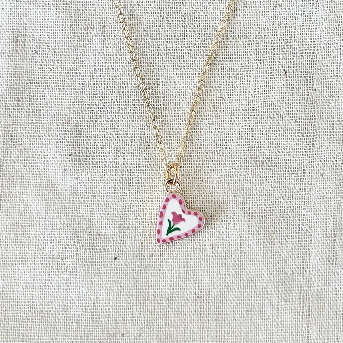 Single Flower Heart shape charm pendant necklace