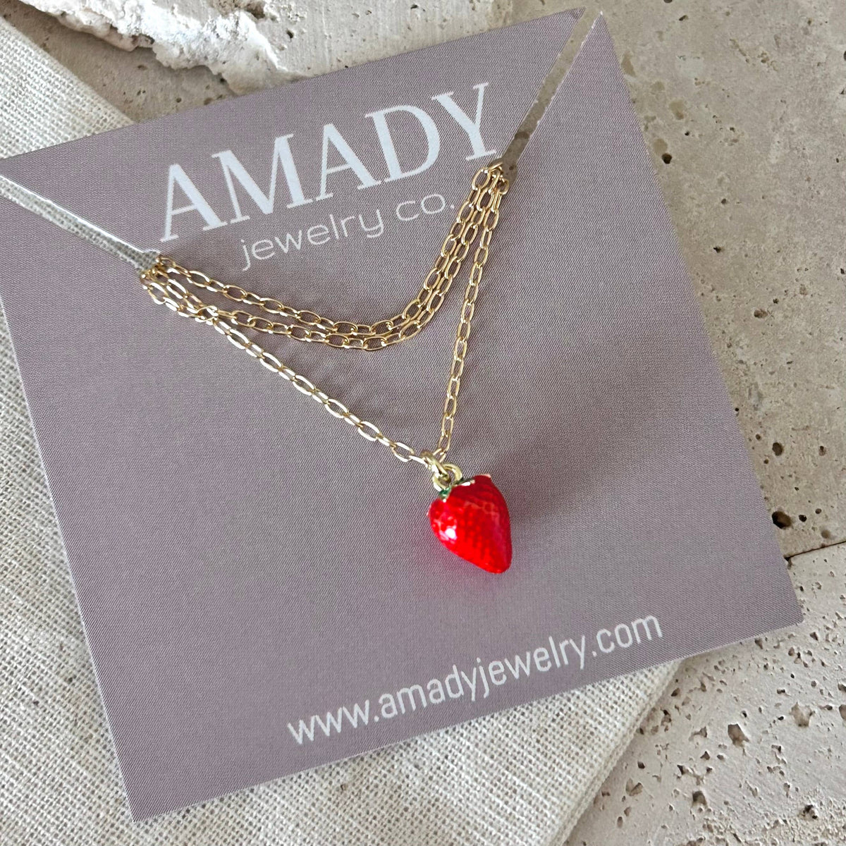 Strawberry Necklace fruit jewelry layering gold filled