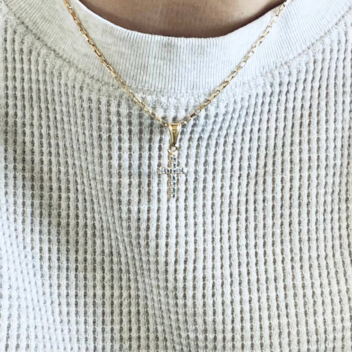Cross faith religious Jesus 18k GP glass charm necklace