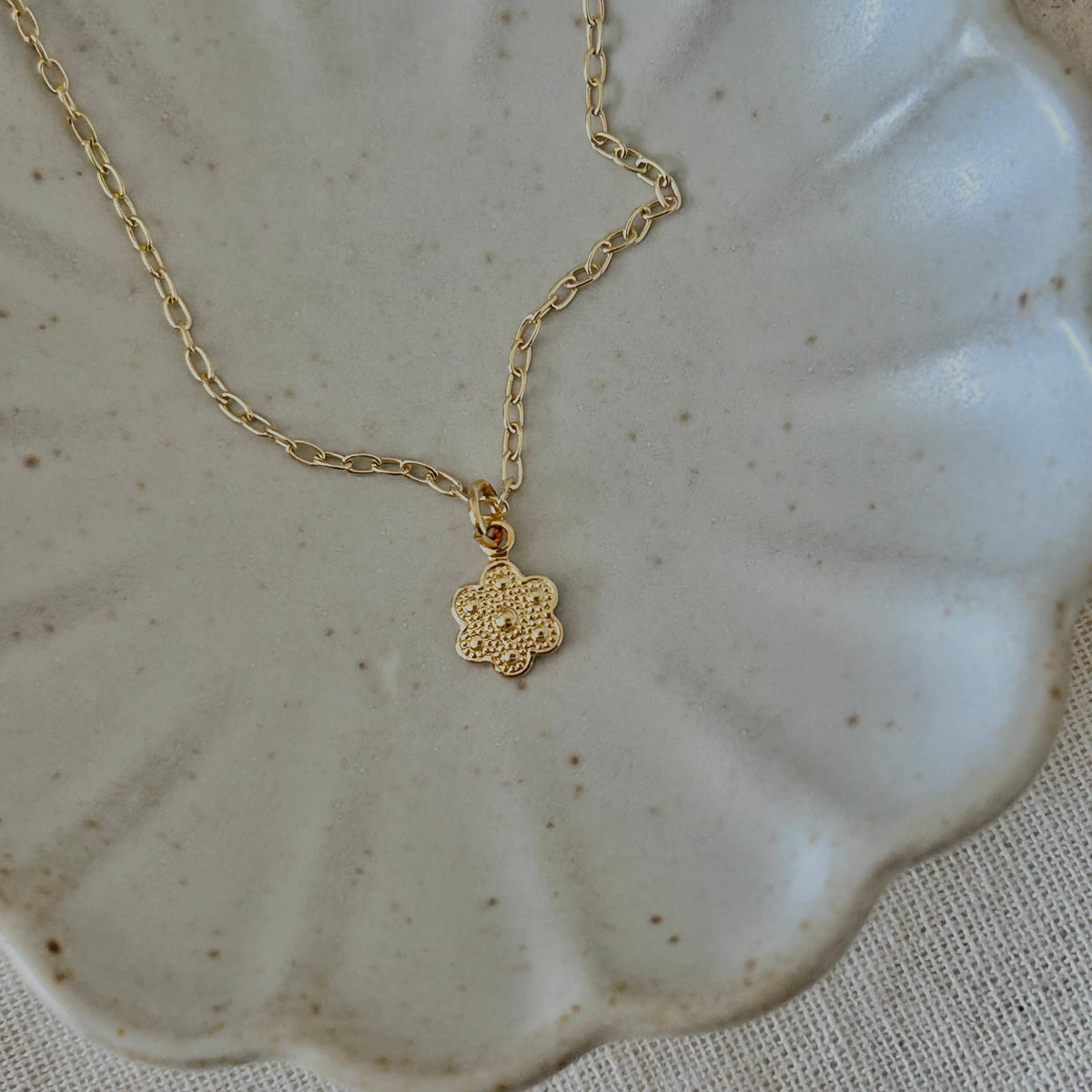 Tiny Flower charm necklace floral jewelry