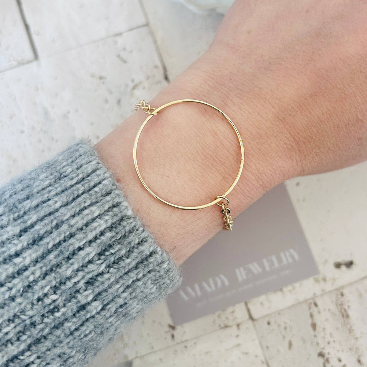 Infinity round charm bracelet circle gold plated